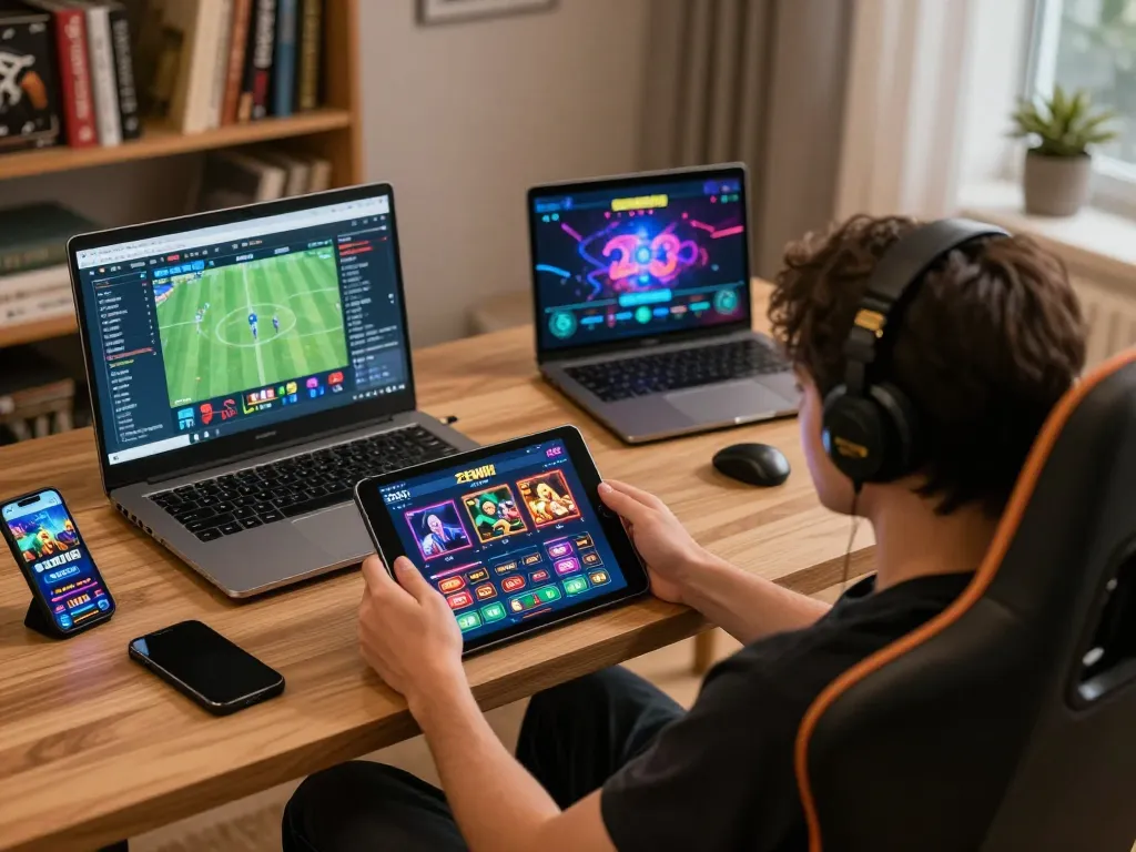 Engaging in online gambling at home, ensuring players avoid 23win lừa đảo for a secure experience.