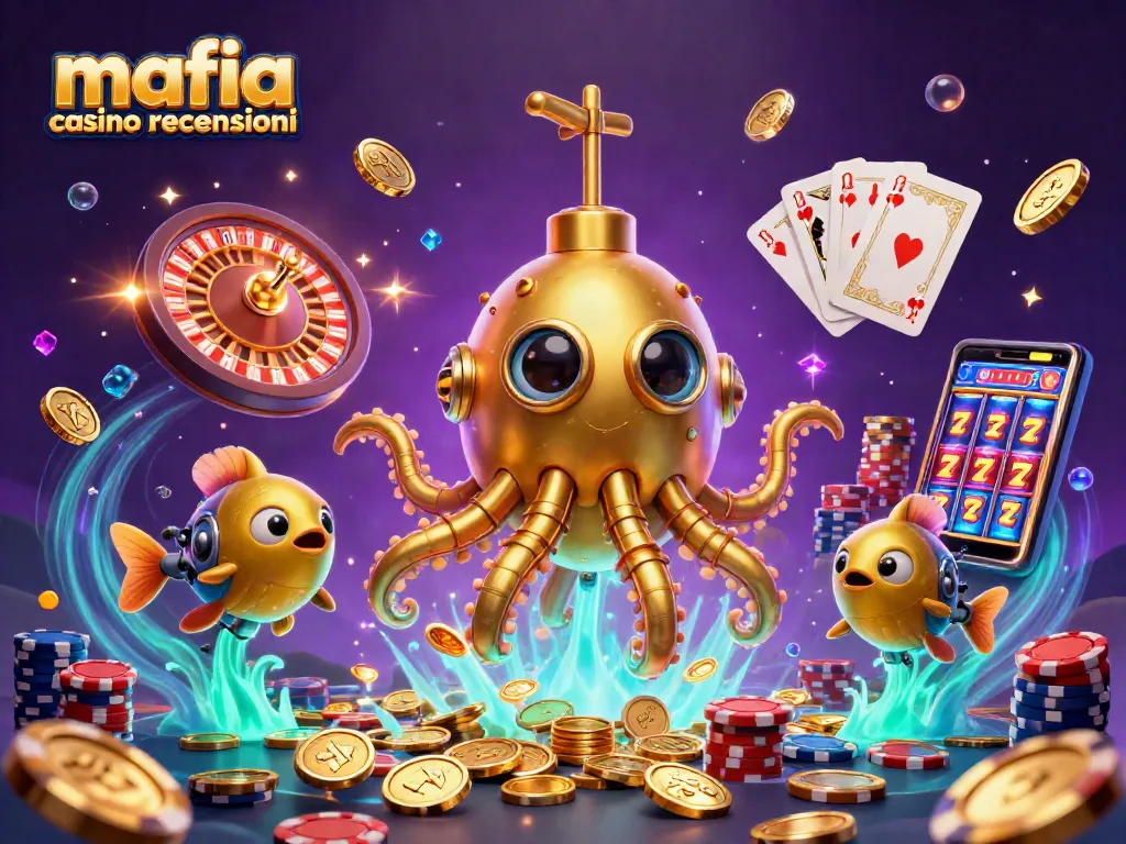Engage with mafia casino recensioni showcasing vibrant casino action with a golden kraken and treasure.