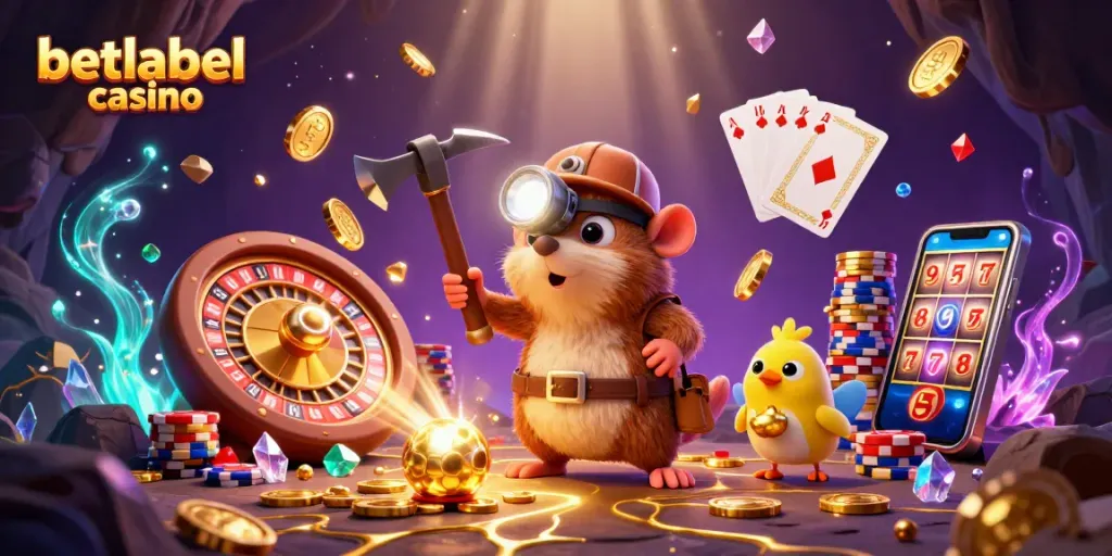 Experience the thrill of betting at betlabel casino with dynamic 3D action illustration.