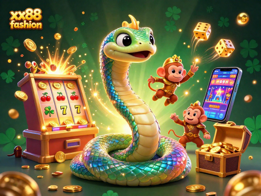 Spin the reels with xx88 fashion in a vibrant 3D casino scene showcasing jackpots and exciting graphics