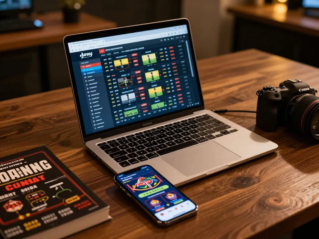 Online sports betting at nhà cái F168 with live odds displayed on laptop and smartphone, highlighting strategic gaming.