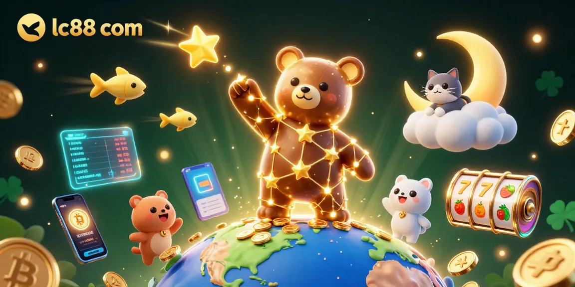 Experience thrilling jackpots at lc88 com with shooting stars and bright coins showering gold.