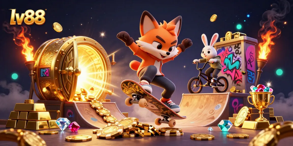 lv88 players enjoy thrilling casino adventures with vibrant casino elements in a dynamic scene
