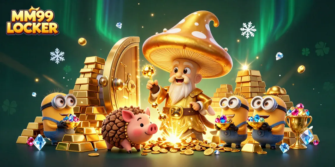 Experience massive wins with MM99 LOCKER in a dazzling treasure-filled casino scene.